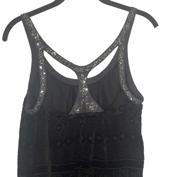 Free People Women's Size 6 Small Black Velvet‎ Sequin Wymsgoth Romantic Top - Image 7