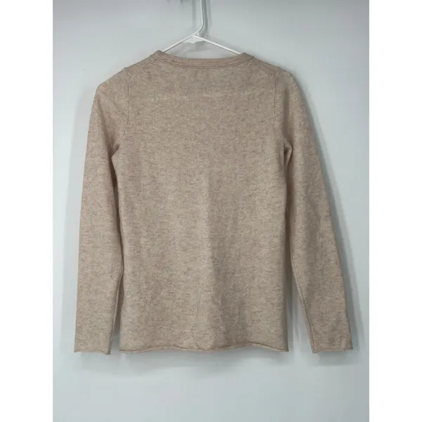 Xs J.Crew crewneck long-sleeve sweater 100% Cashmere Knit Beige Pullover Women's - Image 7