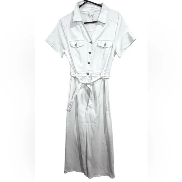 Entro White Utility Belted Wide Leg Jumpsuit Size Small Chic Casual - Image 3