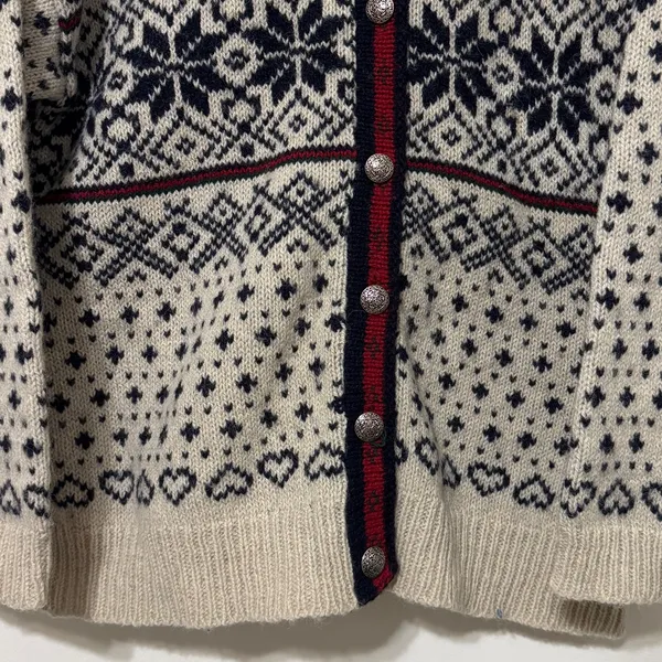 Vintage L.L. Bean Fair Isle Nordic Cardigan Sweater Wool Sie XL Women’s Winter - Image 5
