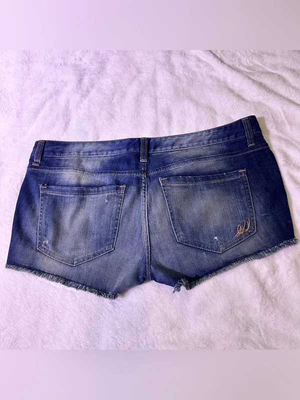 Express Distressed Blue Denim Jean Shorts - Image 3