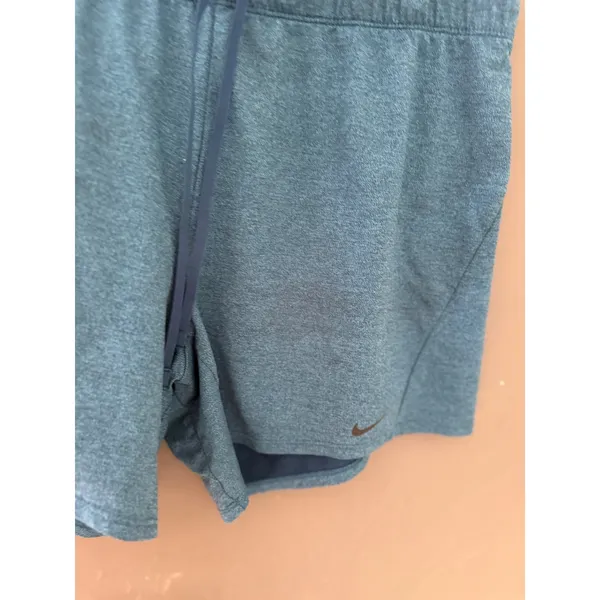 Nike Dri-FIT Womens Teal Heathered Athletic Shorts Medium Drawstring Pockets - Image 3