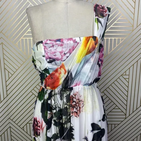 ASOS Floral One Shoulder Maxi Dress‎ in White Size 2 - Image 5