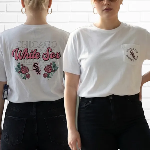 Majestic G-III 4Her Chicago White Sox Retro Roses T-Shirt XL NWT - Image 2