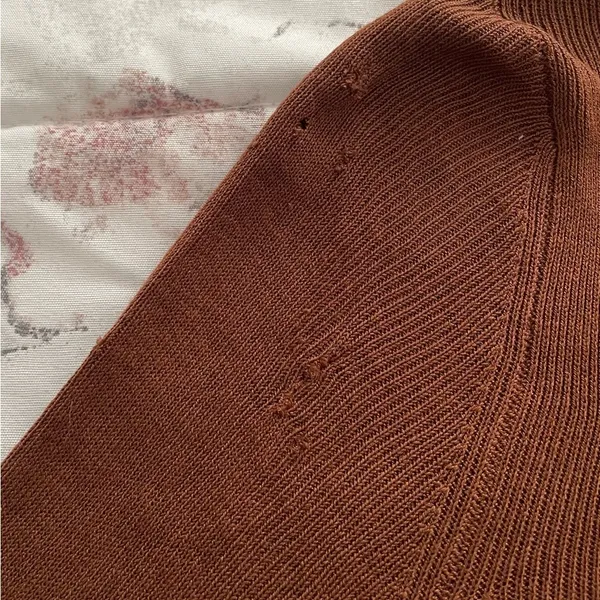 On Sunset Los Angeles silk blend brown balloon sleeves cardigan, size M cottage - Image 14