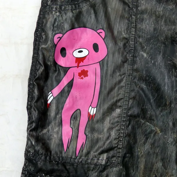 Club Exx Dolls Kill Convertible Cargo Pants S DIY Hand Painted Goth Cyber Rave - Image 6