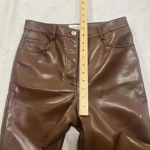 Wilfred The Melina High-Waisted Vegan Leather Pants In Cognac Brown Size 4 - Image 8
