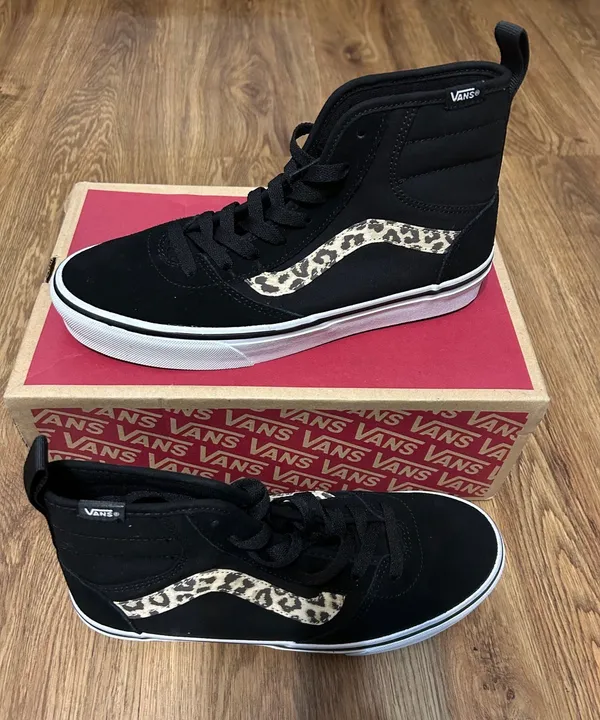 VANS ashwood hi top black leopard animal print lace up shoes sneakers sz 8 new - Image 2