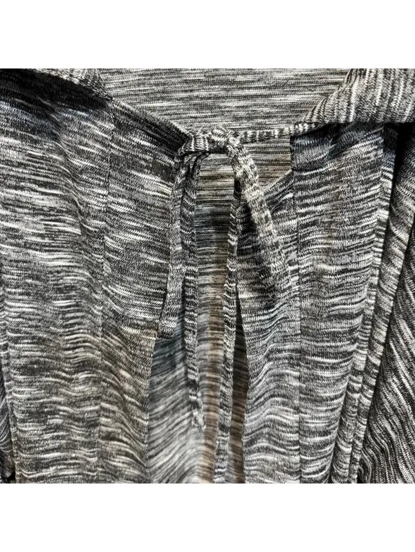 Kate & Mallory Gray Heathered Knit Drop Shoulder Tie Poncho Top Plus Size 3X - Image 5