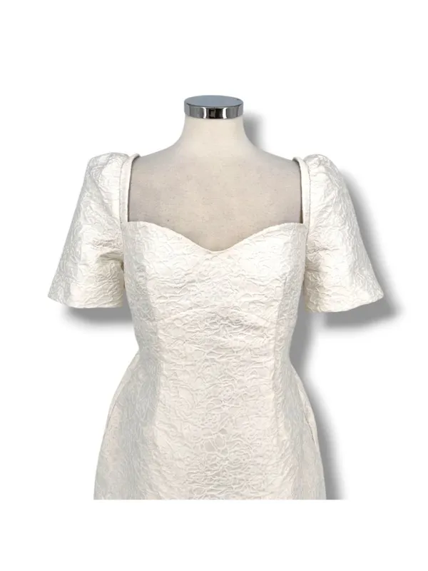 Elliatt Feminise Textured Puff Sleeve Sweeetheart Mini Dress White Size XL - Image 13