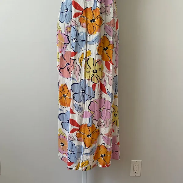 Kiwi + Punch Boho Beachy Floral Strappy Open Back Maxi Dress M Pink Orange - Image 3