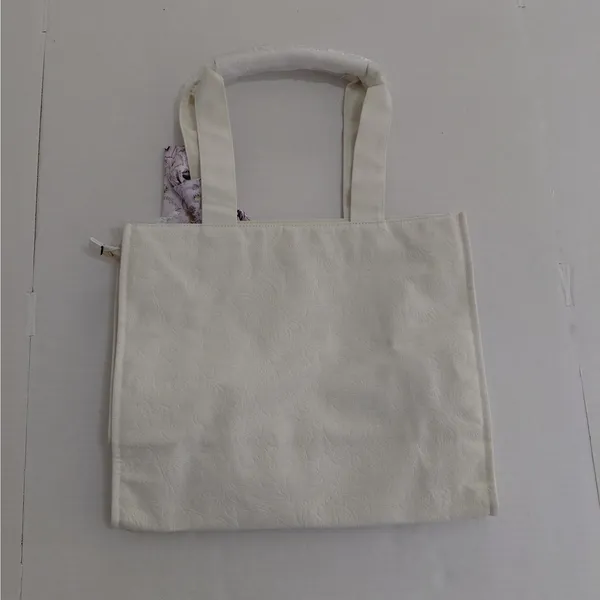 Victoria's Secret Large Ivory Jacquard Shoulder Canvas Tote Bag Work Travel - Image 9