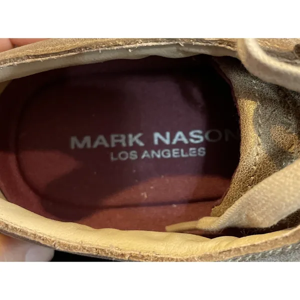 Mark Nason Womens 8.5 Sneakers Gold Metallic Leather Low Top Lace‎ Up Preppy - Image 3