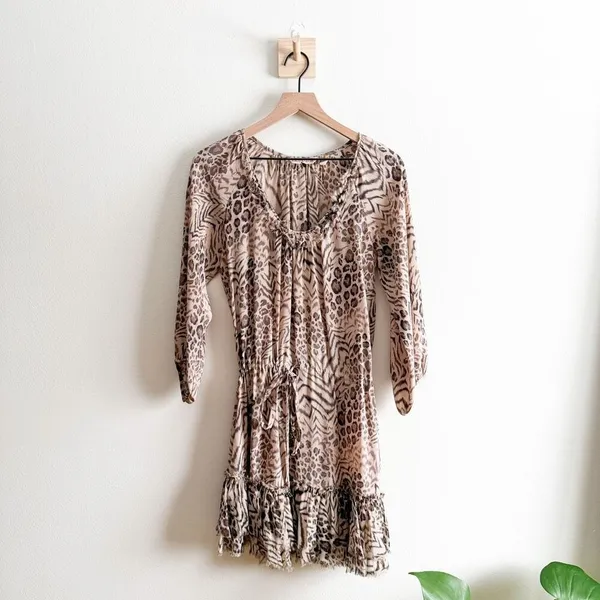 Rebecca Taylor Mid-2000s 100% Silk Leopard Print Dress Size 6 - Image 4