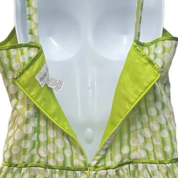 Amanda Lane‎ Retro Lime Green Polka Dot Summer Dress Size 10 - Image 6