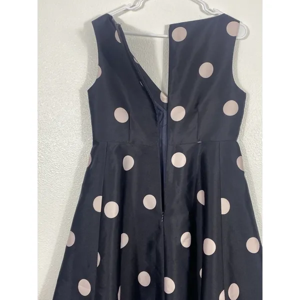 $448 KATE SPADE SPOTLIGHT V NECK BLACK & PINK POLKA DOT DRESS SIZE 8 A-Line - Image 6