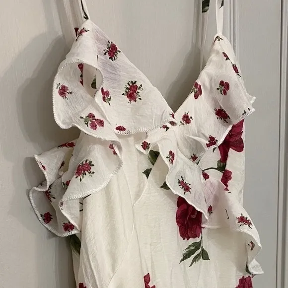 Y2K‎ Romantic Rose Floral Tiered Ruffle Maxi Dress Fairy Coquette S NWT - Image 3