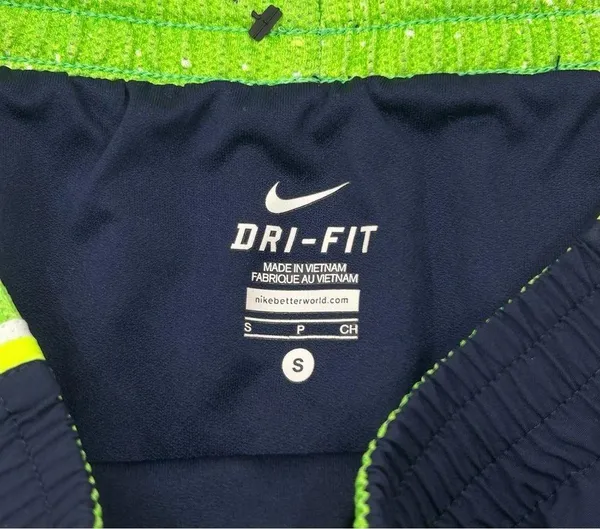Nike Dri Fit Navy & Lime Seattle Seahawks Athletic Running Gym Shorts Womens S/M - Image 4