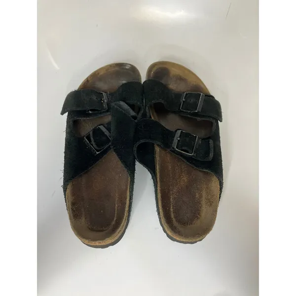 Birkenstock Arizona Sandals Mens‎ 8 ladies 10 black Suede Double Strap Slides - Image 6