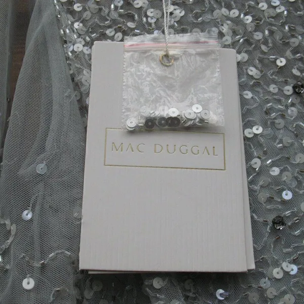 Mac Duggal Light Blue Size 6 Beaded Sequin Rhinestone High Neck MIDI Dress Gown - Image 11