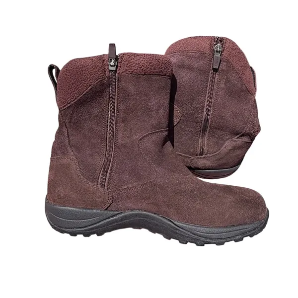 LL Bean Women's Brown Suede Primaloft Insulated Zip Winter Boots Sz 10W - Image 4