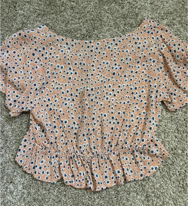 Flower Pattern Crop Top Orange - Image 2