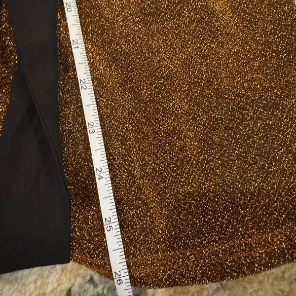 Brown shimmery strapless dress with black tie back - Image 6