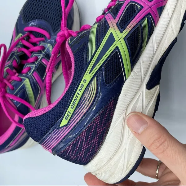ASICS Gel Contend 3 Blue & Pink Running Shoes Sneakers Womens 8 Bright Colorful - Image 3