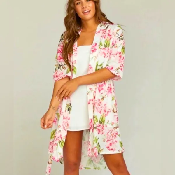 SHOW ME YOUR MUMU Women’s Brie‎ Floral Belted Spring Robe Size O/S - Image 3