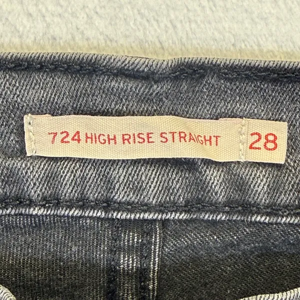 Levis 724 High Rise‎ Straight Jeans 28 Faded Black Dark Gray Denim 18883-0105 - Image 3