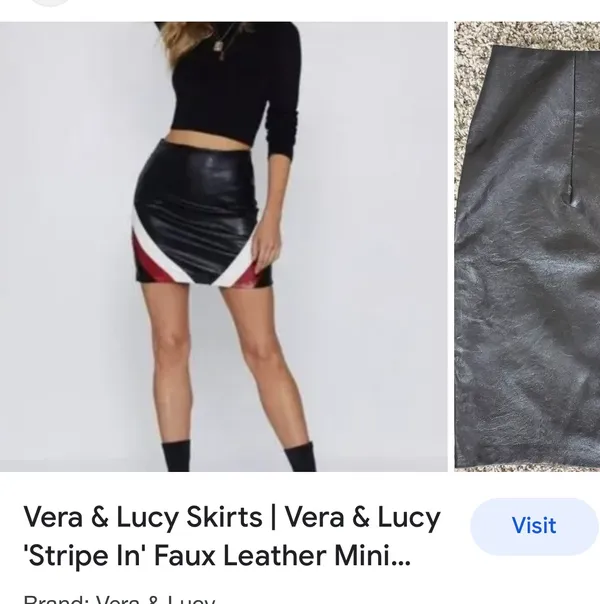 Vera & Lucy black lether skirt with red & white - Image 7