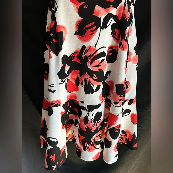 Love…Ady Women’s White Red & Black Floral Fit Flare Short Sleeve Party Dress SM - Image 3