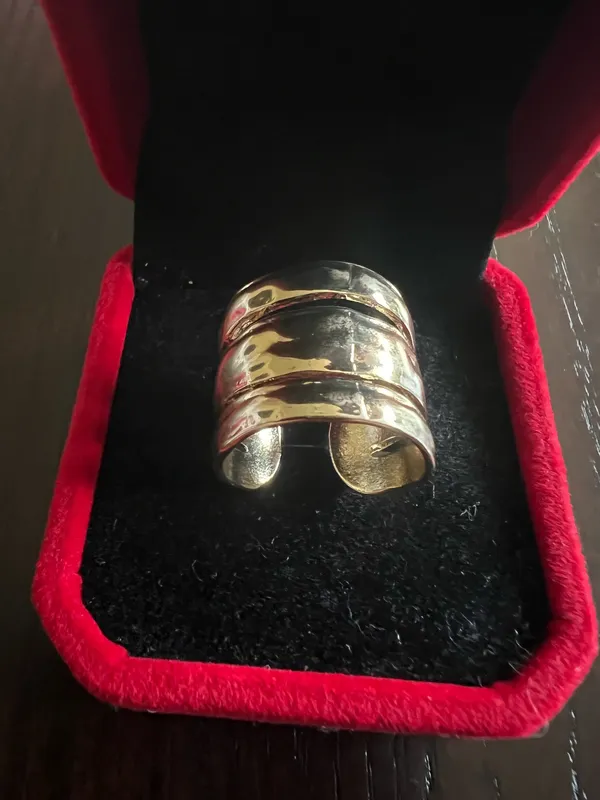 Chunky Gold Statement Ring for Women Gold Knuckle Ring Size 7 - Image 2