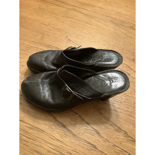 Børn Maya Women's Black Leather Slip-On Mule Comfort Block Heel Size 9 M - Image 2