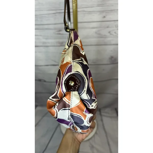 Coach Ashley Scarf Print Swingpack Crossbody Purse Signature C Satin Handbag - Image 4