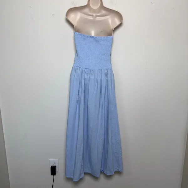 Universal‎ Thread Women Linen Corset Dress Large Blue Cottage Prairie Strapless - Image 5