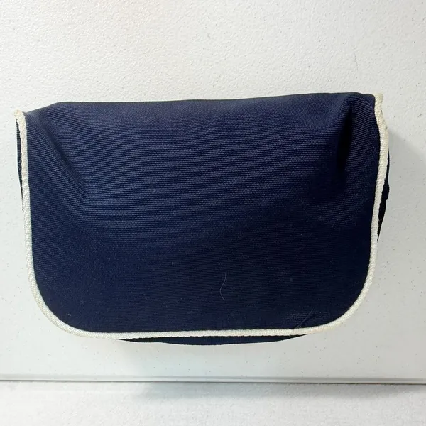 Vintage Christian Dior Parfums Cosmetic Make Up Bag Pouch Canvas Navy‎ Blue - Image 5