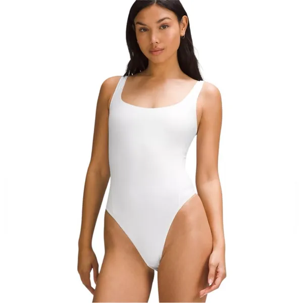 Lululemon Wundermost Ultra-Soft Nulu Square-Neck Sleeveless Bodysuit White M - Image 3