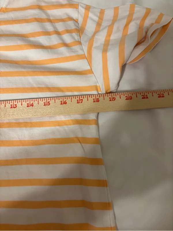 Talbots Petite MP Pima Cotton Orange White Striped Tee Top - Image 4