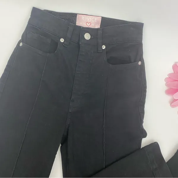 Revice Denim Avalon Flare High Rise Cut Out Jeans: Black - Image 8