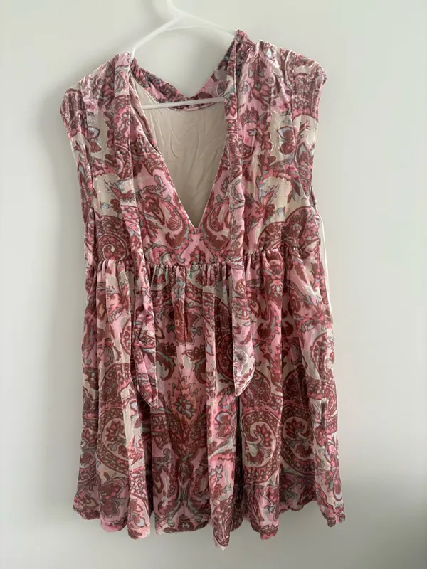 Free People All the Time Paisley Velvet Floral Mini Dress Small - Image 7