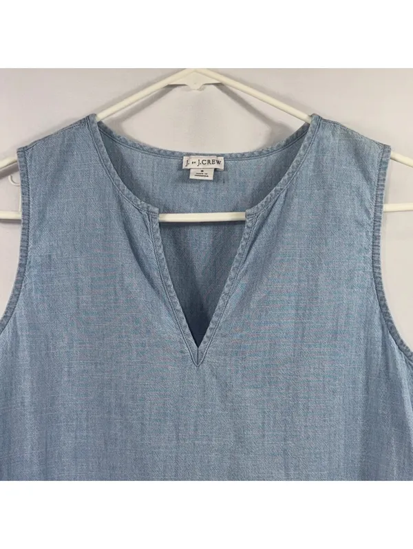 J. by J.Crew Women’s Small Chambray Blue Sleeveless Scallop Hem Top - Image 2