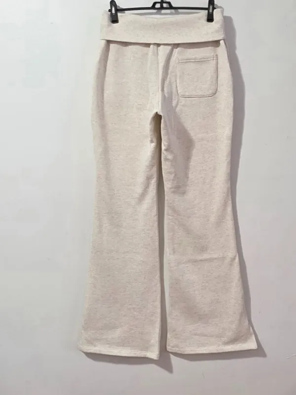VS PINK Campus Fleece Foldover Flare Sweatpants - Natural Heather - Size S/R - Image 5