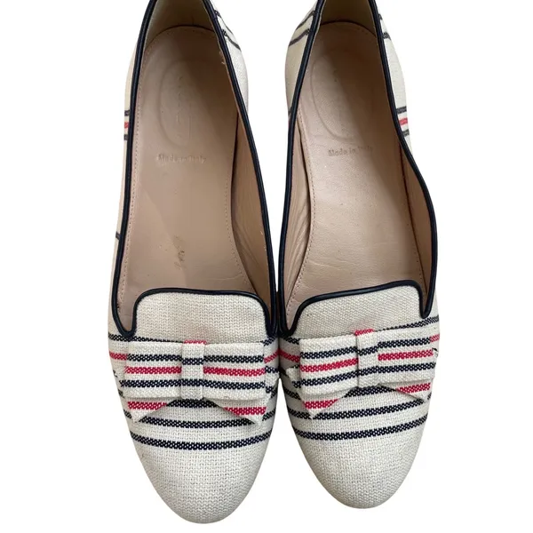 J.Crew Cleo striped canvas loafers featuring bow detail size 9 made in Italy - Image 2