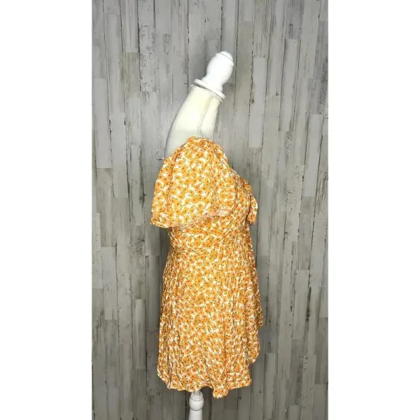 MINKPINK Women's Size‎ Small Sun Valley Orange V-Neck Floral Mini Dress - Image 6