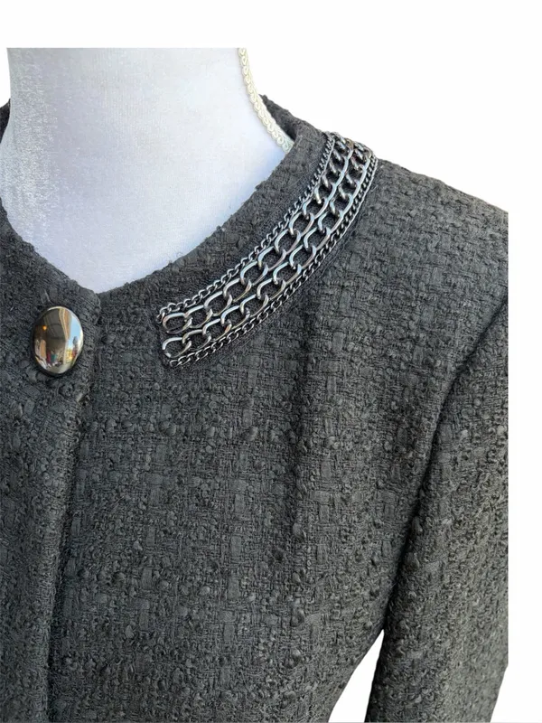 ZARA tweed overcoat Medium black - Image 2