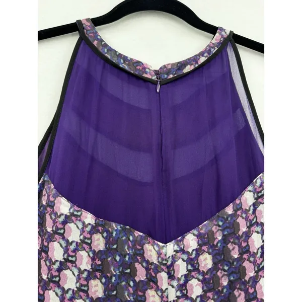 Charlie Jade 100% Silk Purple Floral Fit & Flare Cocktail Romantic Dress L NWT - Image 4