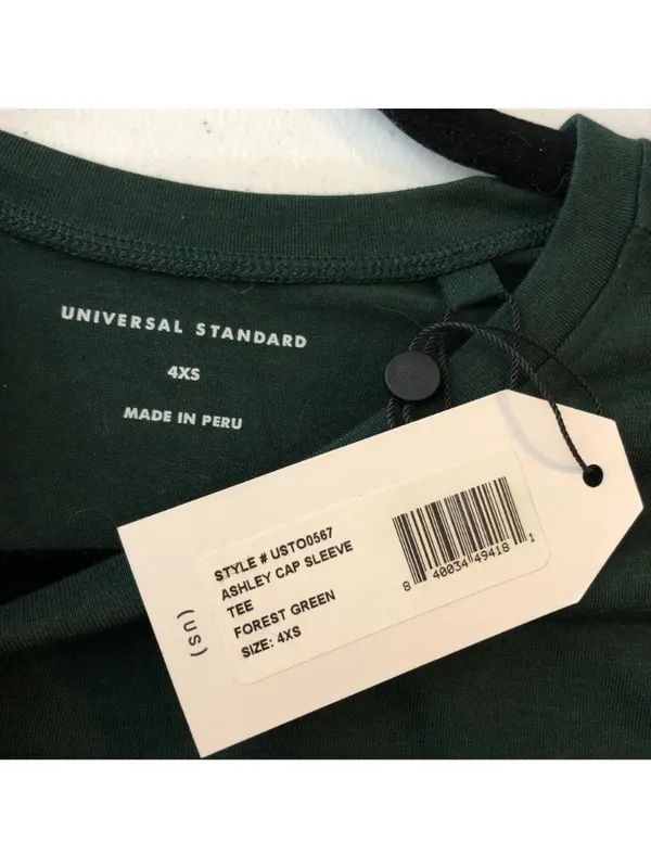 Universal Standard Ashley Cap Sleeve Tee Shirt Forest Green 4XS US 00-0 - Image 3