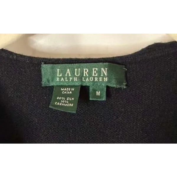 Lauren Ralph Lauren Sweater in Black Silk and Cashmere Blend sz. Medium - Image 5