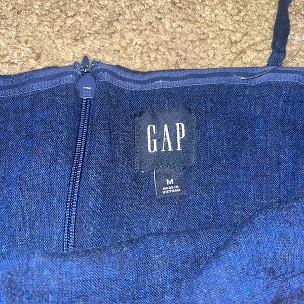 GAP Sleeveless‎ Square Neck Linen Blend Mini Dress Dark Indigo Navy Blue Medium - Image 6
